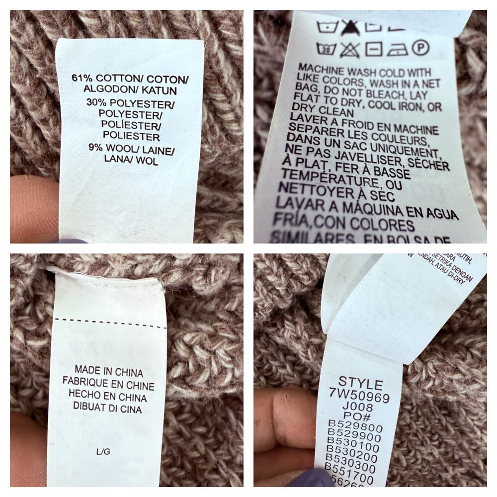 Lucky Brand Womens Sweater L Chocolate Brown Open Cable Knit‎ Cozy Fall Winter - Picture 6 of 7